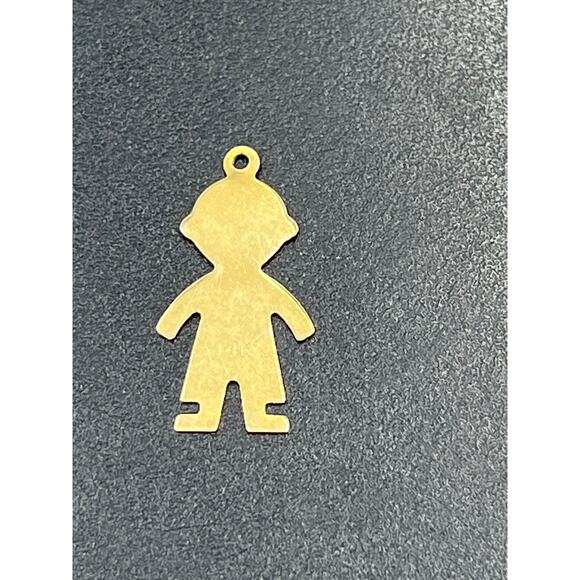 Vintage Small 14K Yellow Gold BOY Kid Child Silhouette Charm Pendant .44 Grams - Picture 1 of 9